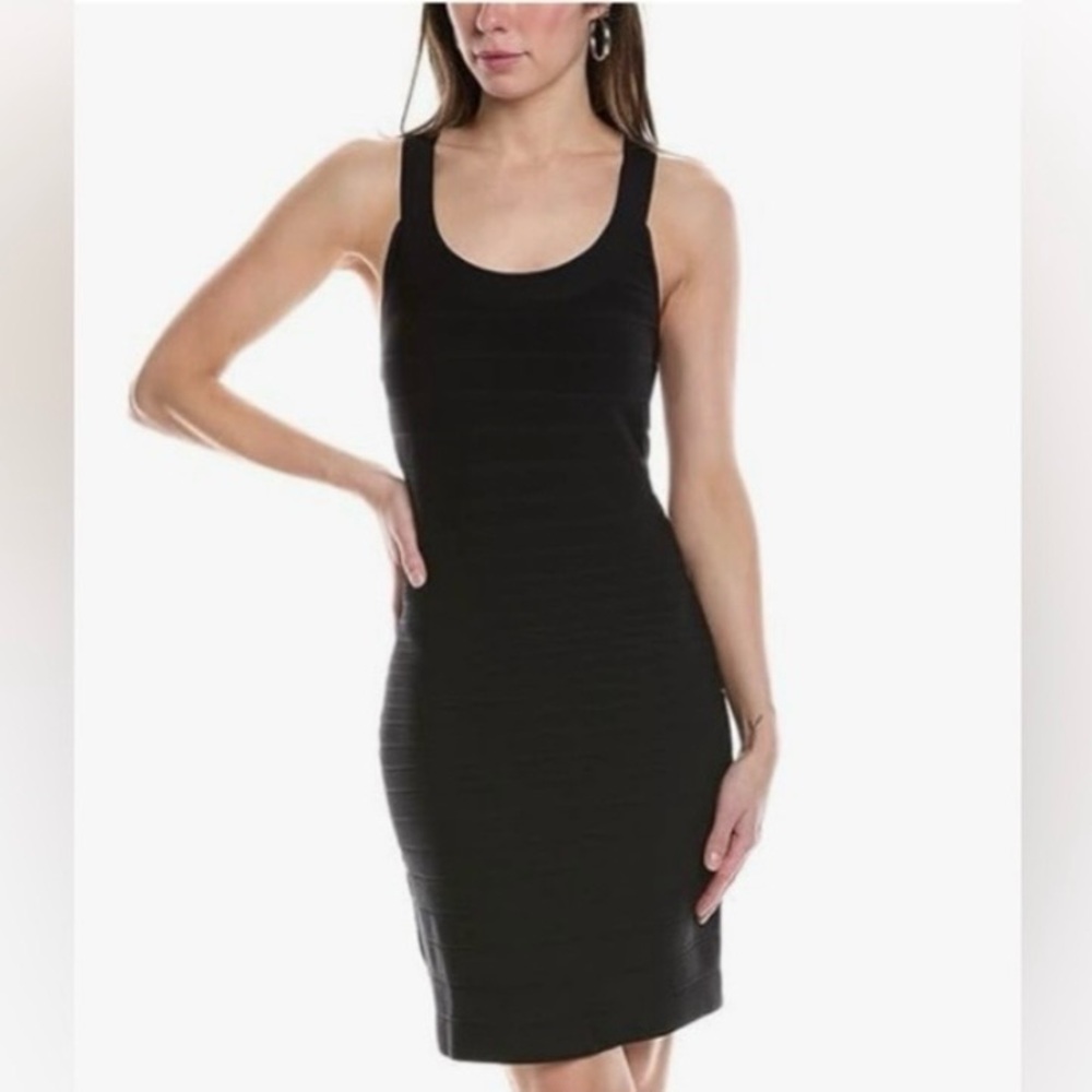 BCBG Bandage Dress SZ XS BLK Bodycon Fitted Party Cocktail Scoop Neck Sexy